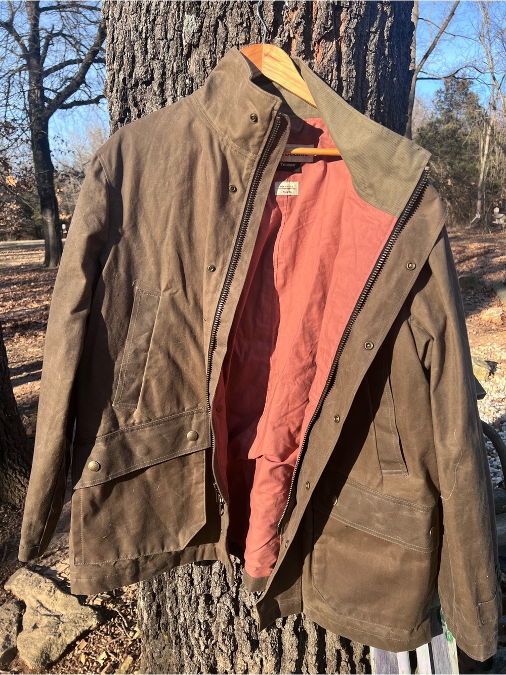 Tensaw Men's Olive Brown Field Jacket with Rust Lining